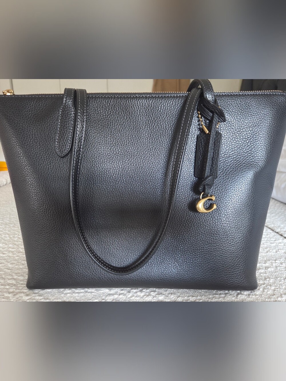 Coach Small Bella black pebbled leather tote